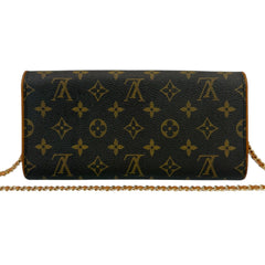 LOUIS VUITTON Monogram Coated Canvas Pochette Twin GM With Chain Louis Vuitton