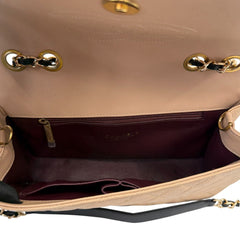 CHANEL Beige Black Caviar Medium CC Filigree Flap Bag Chanel