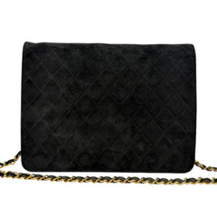 CHANEL Black Suede Classic Single Flap Chain Bag Chanel