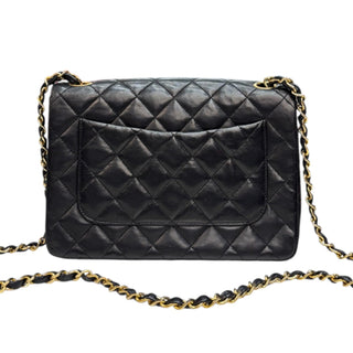 RARE CHANEL Black Lambskin Full Flap Chain Bag Chanel