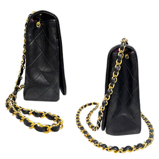 RARE CHANEL Black Lambskin Full Flap Chain Bag Chanel