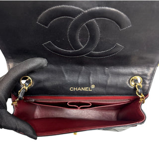 RARE CHANEL Black Lambskin Full Flap Chain Bag Chanel