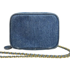 CHANEL Denim Leather Timeless Vanity Bag with Chain Chanel