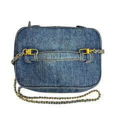 CHANEL Denim Leather Timeless Vanity Bag with Chain Chanel