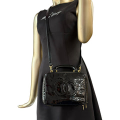 CHANEL Black Patent Leather Timeless Vanity Crossbody Bag Chanel