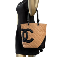 CHANEL Beige Medium Lambskin Cambon Tote Chanel