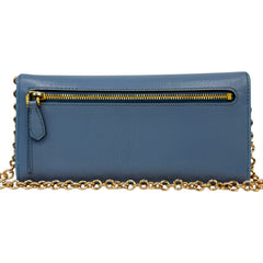 PRADA Blue Saffiano Leather Wallet with Chain Prada