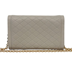SAINT LAURENT Ivory Leather Gaby YSL Clutch with added Gold Chain Saint Laurent