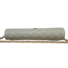 SAINT LAURENT Ivory Leather Gaby YSL Clutch with added Gold Chain Saint Laurent