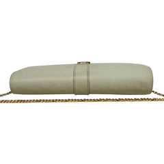 SAINT LAURENT Ivory Grained Leather Mary Kate YSL Clutch with Chain Saint Laurent