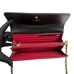 CHANEL 19 Black Goatskin Large Quilt Long Flap Wallet Chanel