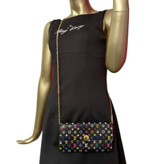 LOUIS VUITTON Black Multicolor Monogram Sarah Wallet with Chain Louis Vuitton