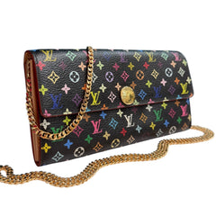LOUIS VUITTON Black Multicolor Monogram Sarah Wallet with Chain Louis Vuitton