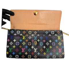 LOUIS VUITTON Black Multicolor Monogram Sarah Wallet with Chain Louis Vuitton