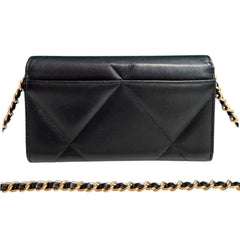 CHANEL 19 Black Goatskin Large Quilt Medium Flap Wallet Chanel