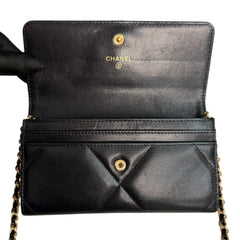 CHANEL 19 Black Goatskin Large Quilt Medium Flap Wallet Chanel