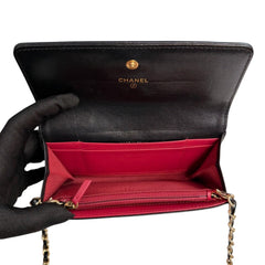CHANEL 19 Black Goatskin Large Quilt Medium Flap Wallet Chanel