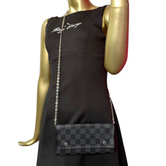 LOUIS VUITTON Damier Graphite Coated Canvas Wallet with added Chain Louis Vuitton