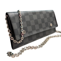LOUIS VUITTON Damier Graphite Coated Canvas Wallet with added Chain Louis Vuitton
