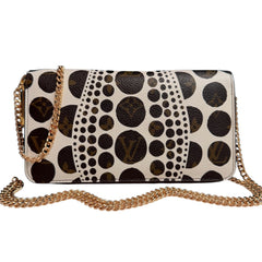 LOUIS VUITTON Yayoi Kusama Pumpkin Dots Monogram Zip Wallet with Chain Louis Vuitton
