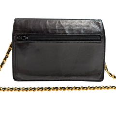 CHANEL Black Aged Lambskin Timeless Wallet on Chain Chanel