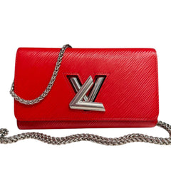 LOUIS VUITTON Red Epi Leather Twist Wallet with Chain Louis Vuitton