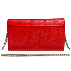 LOUIS VUITTON Red Epi Leather Twist Wallet with Chain Louis Vuitton