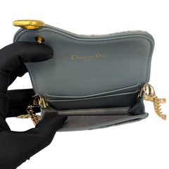 DIOR Grey Oblique Compact Saddle Card Case with Adjustable Chain Dior
