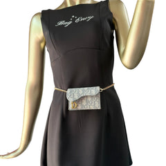 DIOR Grey Oblique Compact Saddle Card Case with Adjustable Chain Dior
