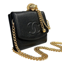 CHANEL Black Caviar Leather Timeless Compact Wallet Chanel