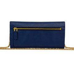 PRADA Indigo Saffiano Leather Wallet with Chain Prada