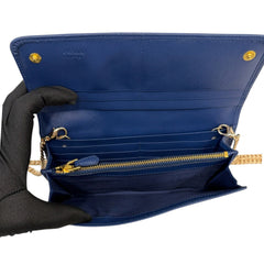 PRADA Indigo Saffiano Leather Wallet with Chain Prada
