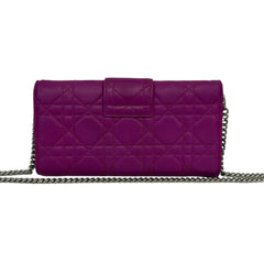 DIOR Purple Cannage Stitch Lambskin Leather Long Wallet with Chain Dior