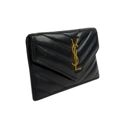 SAINT LAURENT Black Grained De Poudre Fragments Card Case Saint Laurent