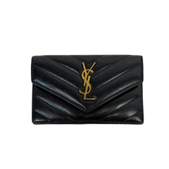 SAINT LAURENT Black Grained De Poudre Fragments Card Case Saint Laurent