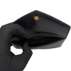 SAINT LAURENT Black Grained De Poudre Fragments Card Case Saint Laurent