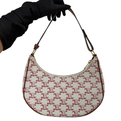 CELINE Cream Triomphe Coated Canvas Ava Bag Celine