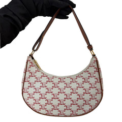 CELINE Cream Triomphe Coated Canvas Ava Bag Celine