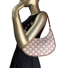 CELINE Cream Triomphe Coated Canvas Ava Bag Celine