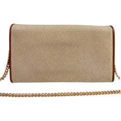 LOUIS VUITTON Caramel Leather Beige Canvas Taurillon Capucines Leather Wallet with Chain Louis Vuitton