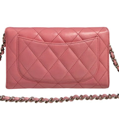 CHANEL Pink Lambskin SHW Classic Flap Trifold Wallet Chanel