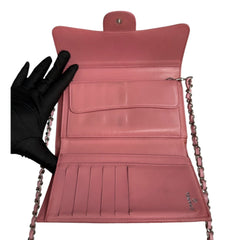 CHANEL Pink Lambskin SHW Classic Flap Trifold Wallet Chanel