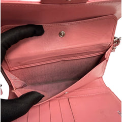 CHANEL Pink Lambskin SHW Classic Flap Trifold Wallet Chanel