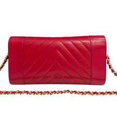 Rare CHANEL Raspberry Chevron Goatskin Mademoiselle Full Flap Gusseted Wallet Chanel