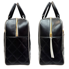 ULTRA RARE CHANEL Black/White Lambskin Logo Duffle Bag Chanel