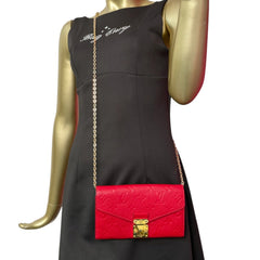 LOUIS VUITTON Red Empreinte Leather Metis Wallet with Chain Louis Vuitton
