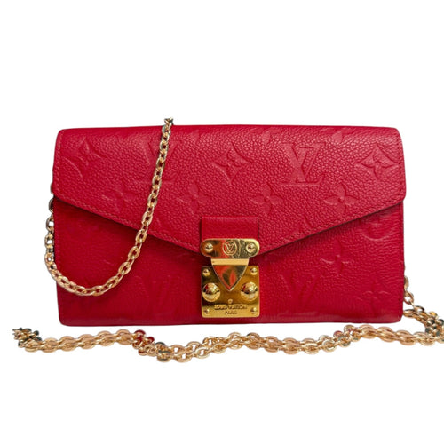 LOUIS VUITTON Red Empreinte Leather Metis Wallet with Chain Louis Vuitton