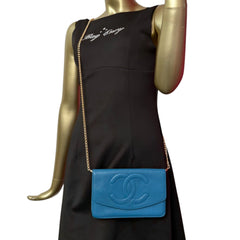 CHANEL Turquoise Caviar Timeless Clutch Chanel