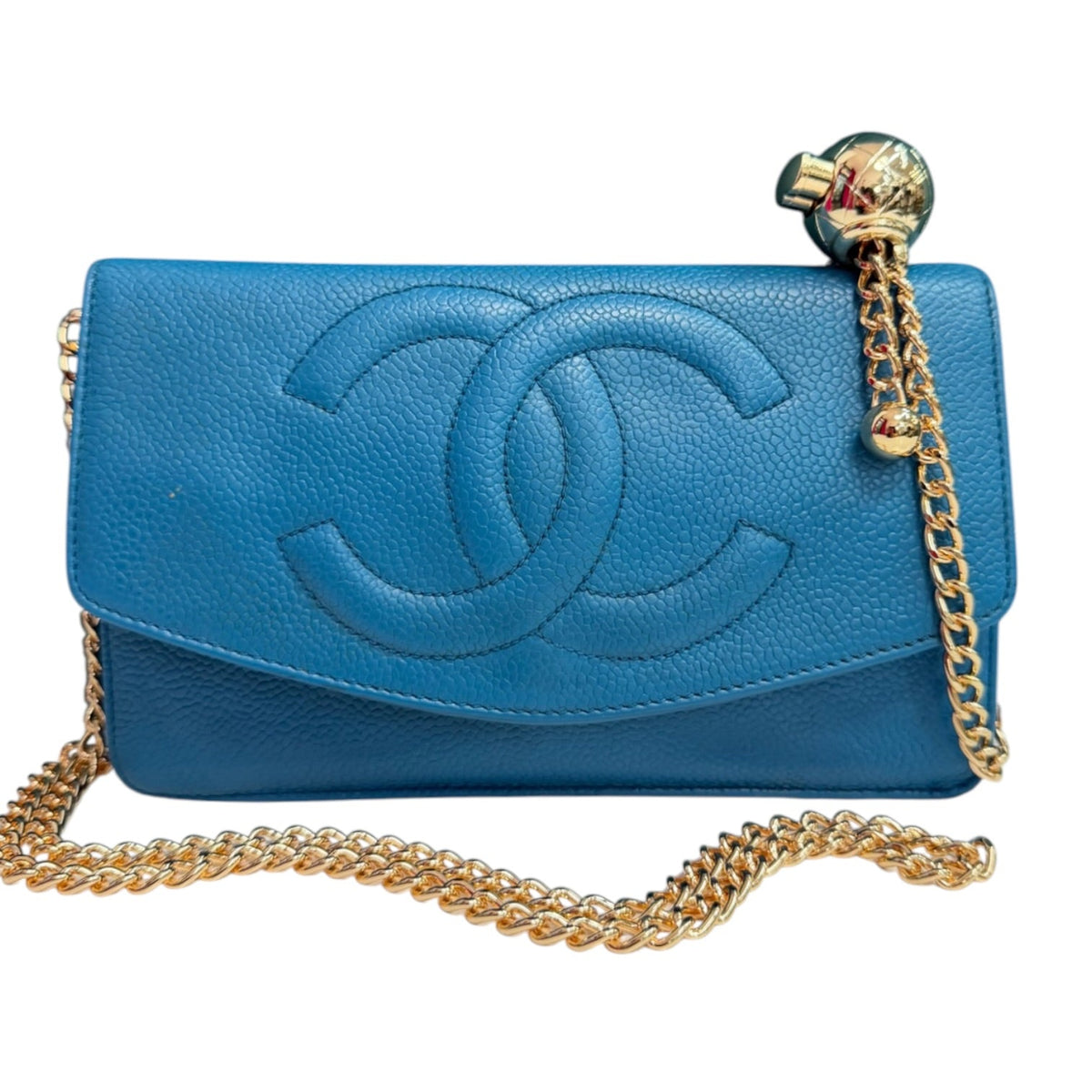 CHANEL Turquoise Caviar Timeless Clutch Chanel
