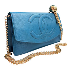 CHANEL Turquoise Caviar Timeless Clutch Chanel